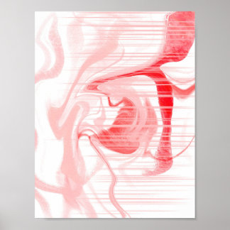 Pastellrosa Liquid Glitch Fluid Art Druck Poster