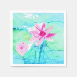 Pastellrosa Lotus Blume Wasserfarben Serviette