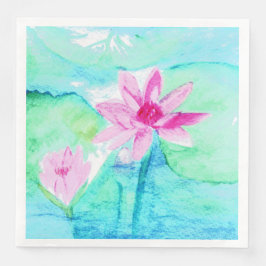 Pastellrosa Lotus Blume Wasserfarben Serviette