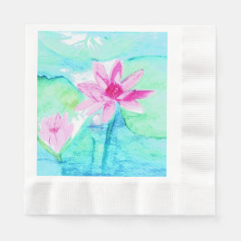Pastellrosa Lotus Blume Wasserfarben Serviette
