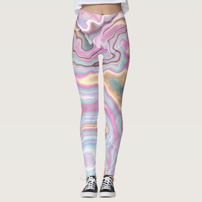 Pastellrosa Marmor Serenität Leggings (Vorderseite)