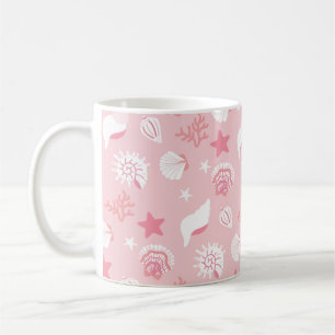 Pastellrosa Meeresmuscheln und Korallen nahtloses Kaffeetasse