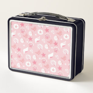 Pastellrosa Meeresmuscheln und Korallen nahtloses Metall Brotdose