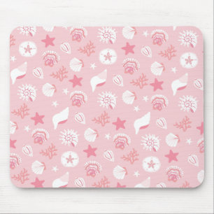 Pastellrosa Meeresmuscheln und Korallen nahtloses  Mousepad