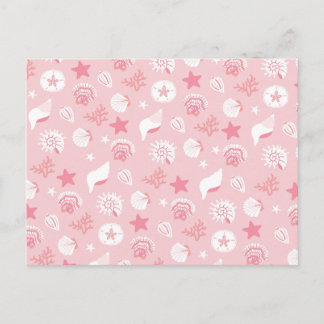 Pastellrosa Meeresmuscheln und Korallen nahtloses Postkarte