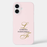 Pastellrosa minimalist goldene Kalligrafie Initial