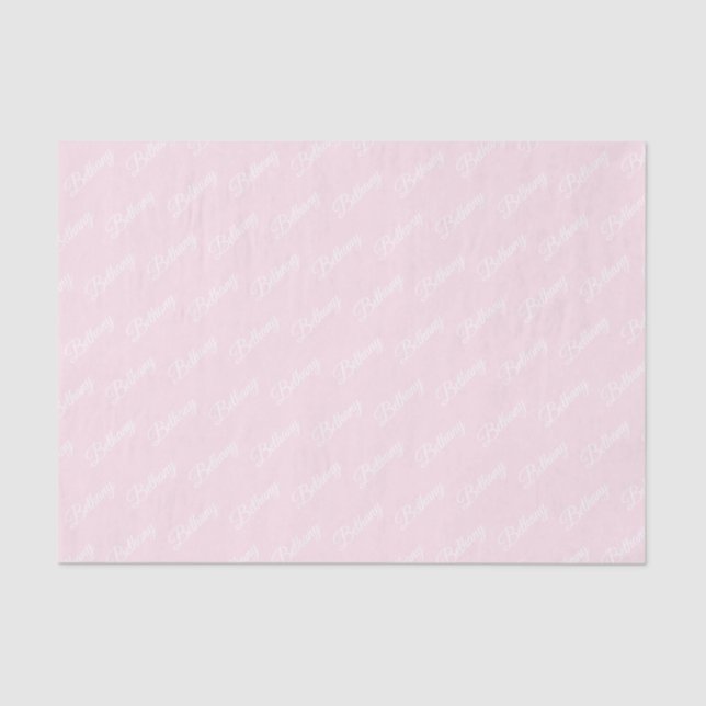 Pastellrosa mit weißem Text. Seidenpapier (Vorderseite)