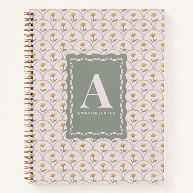 Pastellrosa Muschel Blumen Personalized  Notizbuch (Vorderseite)