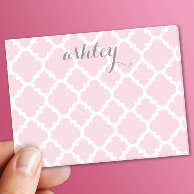 Pastellrosa Muster Personalisierter Name Post-it Klebezettel (Custom Post It Notepad)