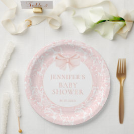 Pastellrosa niedliche Bugband Babydusche Pappteller