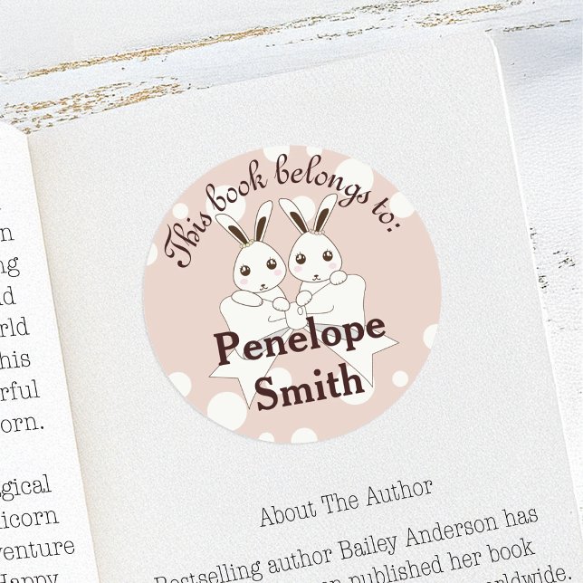 Pastellrosa Niedliche, sonnige Kinder Dieses Buch  Runder Aufkleber (Von Creator hochgeladen)