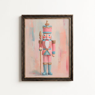 Pastellrosa Nussknackerposter - Weihnachtswandkuns Poster