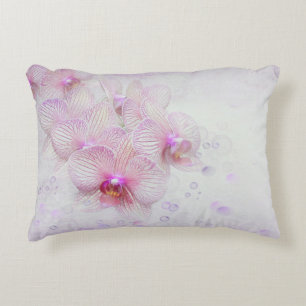 Pastellrosa Orchideen mit Blasen Zierkissen