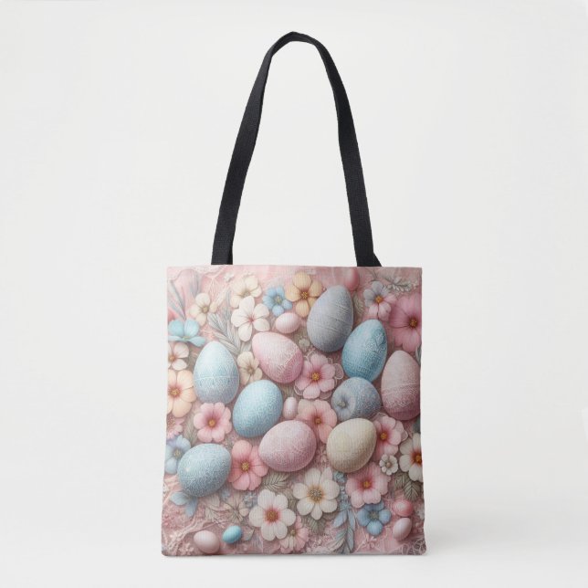 Pastellrosa Ostereier und -Blume (Vorderseite)