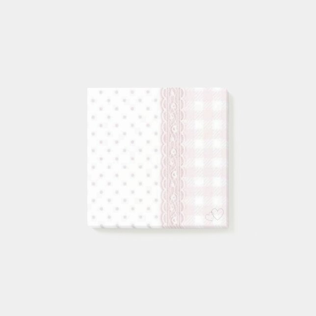Pastellrosa Patchwork-Untersetzer  Post-it Klebezettel (Vorderseite)