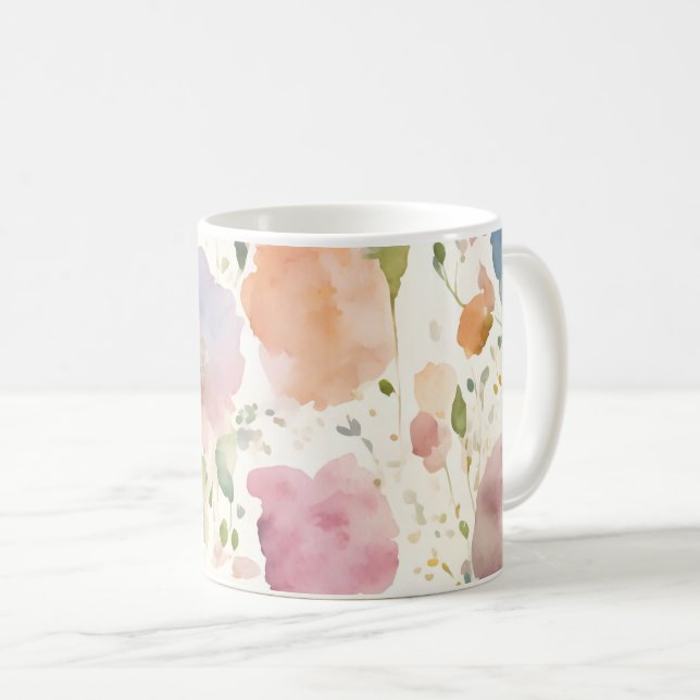 Pastellrosa Peach Lilac Wildblumen Florals by Ava Kaffeetasse (VorderseiteRechts)