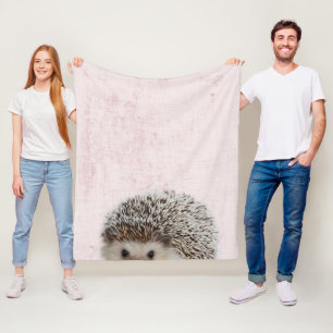 Pastellrosa Peekaboo-Igel Minimalistische Kinderzi Fleecedecke