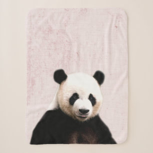 Pastellrosa Peekaboo-Panda Minimalistische Babyzim Sherpadecke