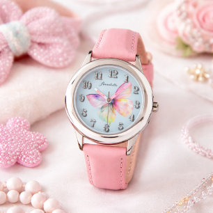 Pastellrosa personalisierte Uhr für Kinder als Ges