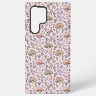 Pastellrosa Pilz Cottagecore Nahtloses Muster Samsung Galaxy Hülle