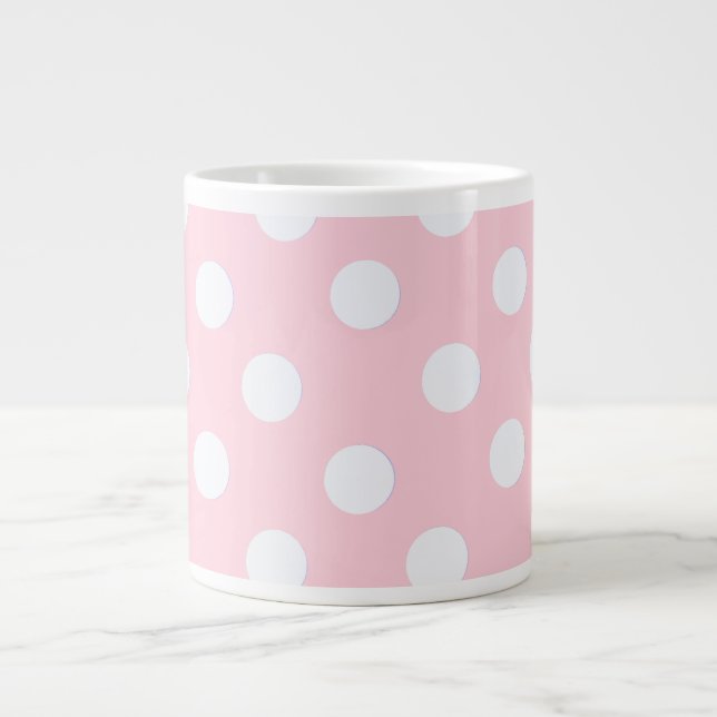 Pastellrosa Polka-Punkte Jumbo-Tasse (Vorderseite)