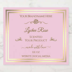 Pastellrosa Produktetikett Goldrahmen Vintage Rose Alkoholflaschenetikett