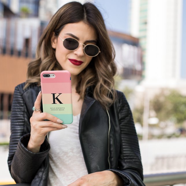 Pastellrosa Rainbow Colorblock Streifen Case-Mate iPhone Hülle (Von Creator hochgeladen)