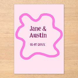 Pastellrosa Retro Hochzeitsgrenzennacht Datum Acryleinladungen