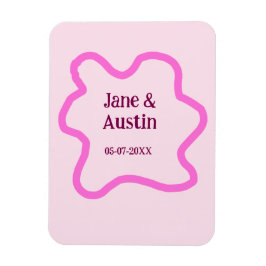 Pastellrosa Retro Hochzeitsgrenzennacht Datum Magnet