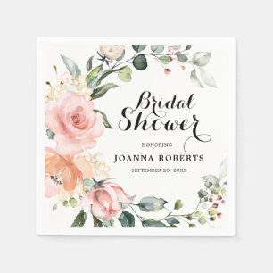 Pastellrosa Rose Blütenfarben Brautparty Serviette