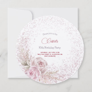 Pastellrosa Rosen Erwachsene Einladung zum Geburts