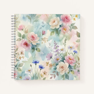 Pastellrosa Rosen Floral Notizbuch