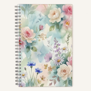 Pastellrosa Rosen Floral Notizbuch
