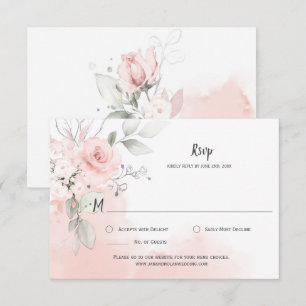 Pastellrosa Rosen Pellrosa Wasserfarben Waschen RSVP Karte