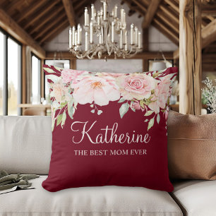 Pastellrosa Rosenblume Floral Die beste Mutter übe Kissen