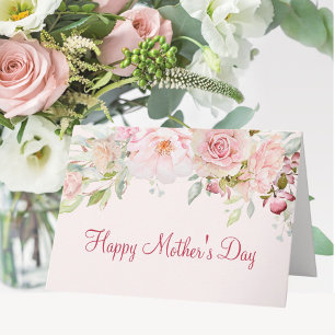 Pastellrosa Rosenblume Floral Frohes Muttertag Karte