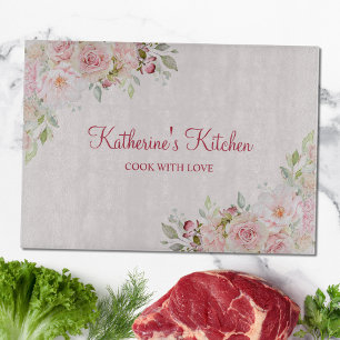 Pastellrosa Rosenblume Florales Muttertagsgeschenk Schneidebrett