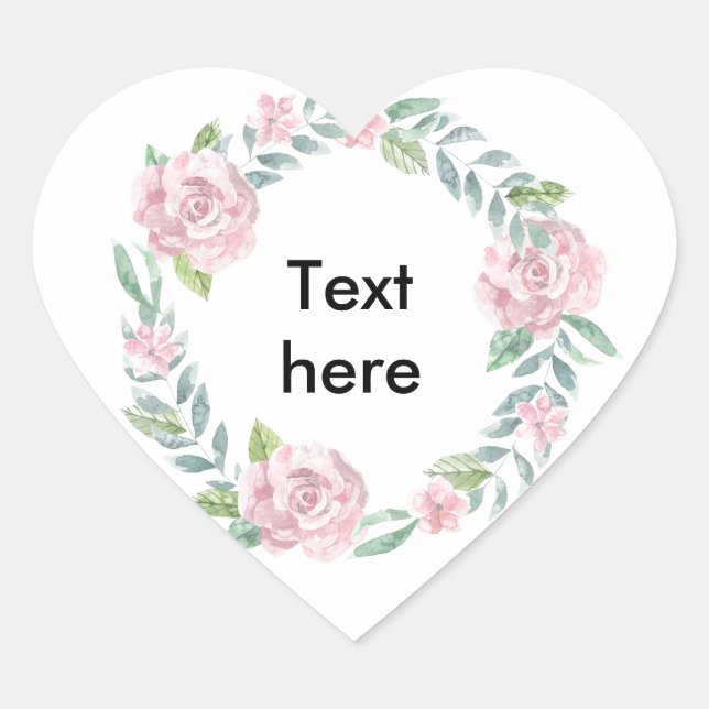 Pastellrosa Rosenkranz zum Anpassen mit Namen Herz-Aufkleber (Vorderseite)