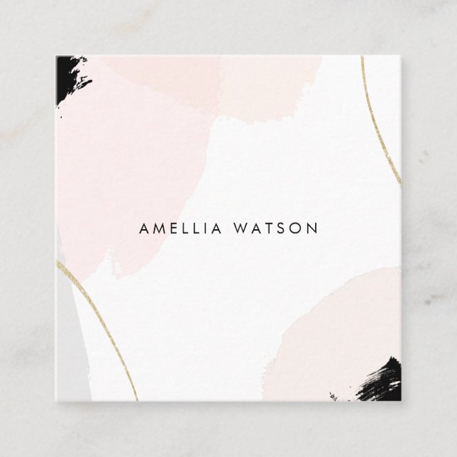 Pastellrosa-, Schwarze u. Quadratische Visitenkarte (Vorderseite)