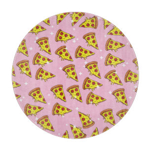 Pastellrosa schwebende Pizzastücke-Muster Schneidebrett