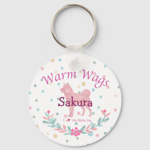 Pastellrosa Shiba Inu   Personalisiertes Weihnacht Schlüsselanhänger