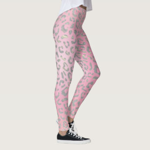 Pastellrosa Silberleopard Leggings