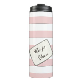 Pastellrosa Streifen auf beliebiger Farbe eines be Thermosbecher