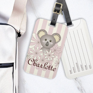 Pastellrosa Streifen Süße Baby Koala Mädchen Kinde Gepäckanhänger