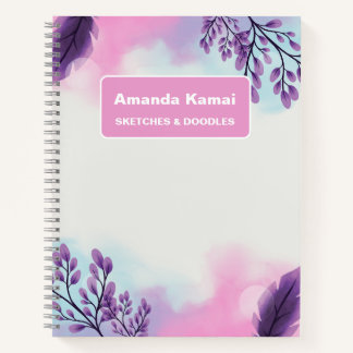 Pastellrosa-Streifen-Tie-Dye-Name-Skizzenkunst Notizbuch