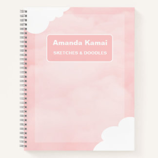 Pastellrosa-Streifen-Tie-Dye-Name-Skizzenkunst Notizbuch