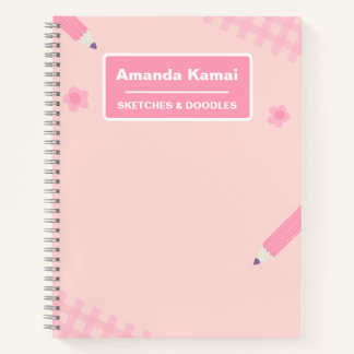 Pastellrosa-Streifen-Tie-Dye-Name-Skizzenkunst Notizbuch