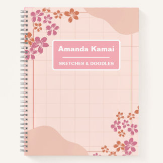 Pastellrosa-Streifen-Tie-Dye-Namenskizzenkunst Notizbuch