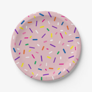 Pastellrosa Streusel-Papierplatte Pappteller