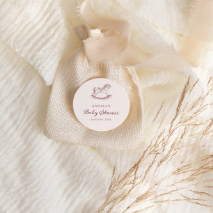 Pastellrosa süßes Karussell Mädchen Baby Shower Runder Aufkleber